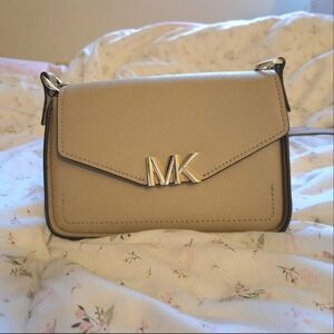 Michael Kors Beige Crossbody Bag with Gold Accents